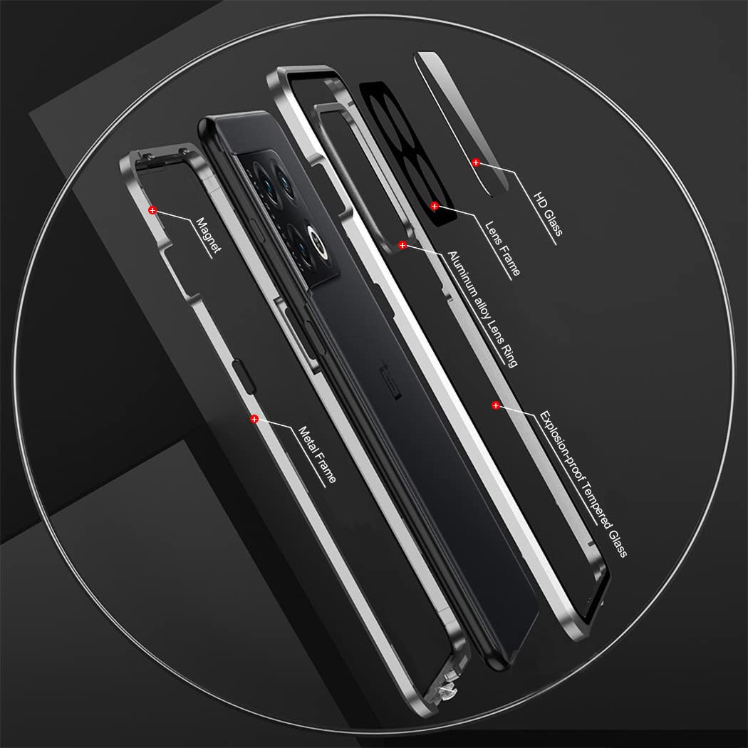 Quietip Case Compatible With Honor Magic 5 Lite/Honor X9A 5G,Magnetic Body Metal Frame Double Sided Clear Tempered Glass Shockpr