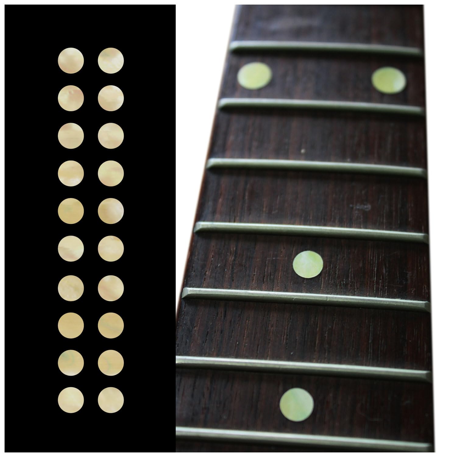 Inlaystickers 1/4(6.35mm) Dot Fret Markers - Aged White Pearl