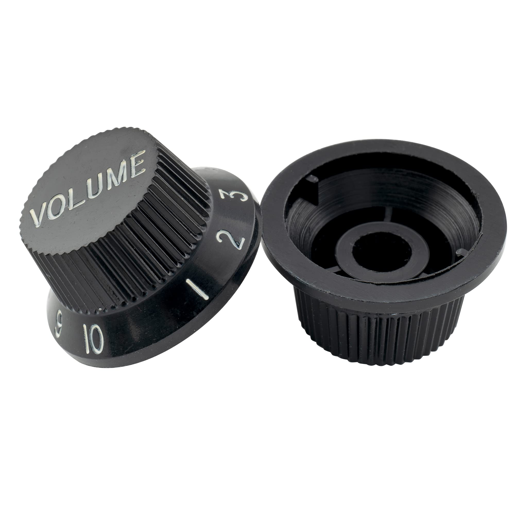 Musiclily Pro Metric Size 18 Spline 1 Volume 2 Tone Strat Style Knobs Set For Asia Import Guitar Bass Split Shaft Pots, Black