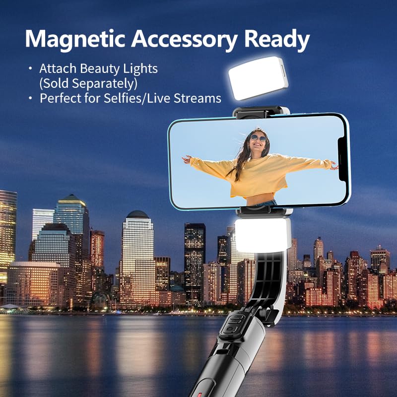 Phone Gimbal Stabilizer For Phone,Selfie Stick & Tripod With Remote Control | One-Touch Horizontal/Vertical Switch & 360 Rotatio