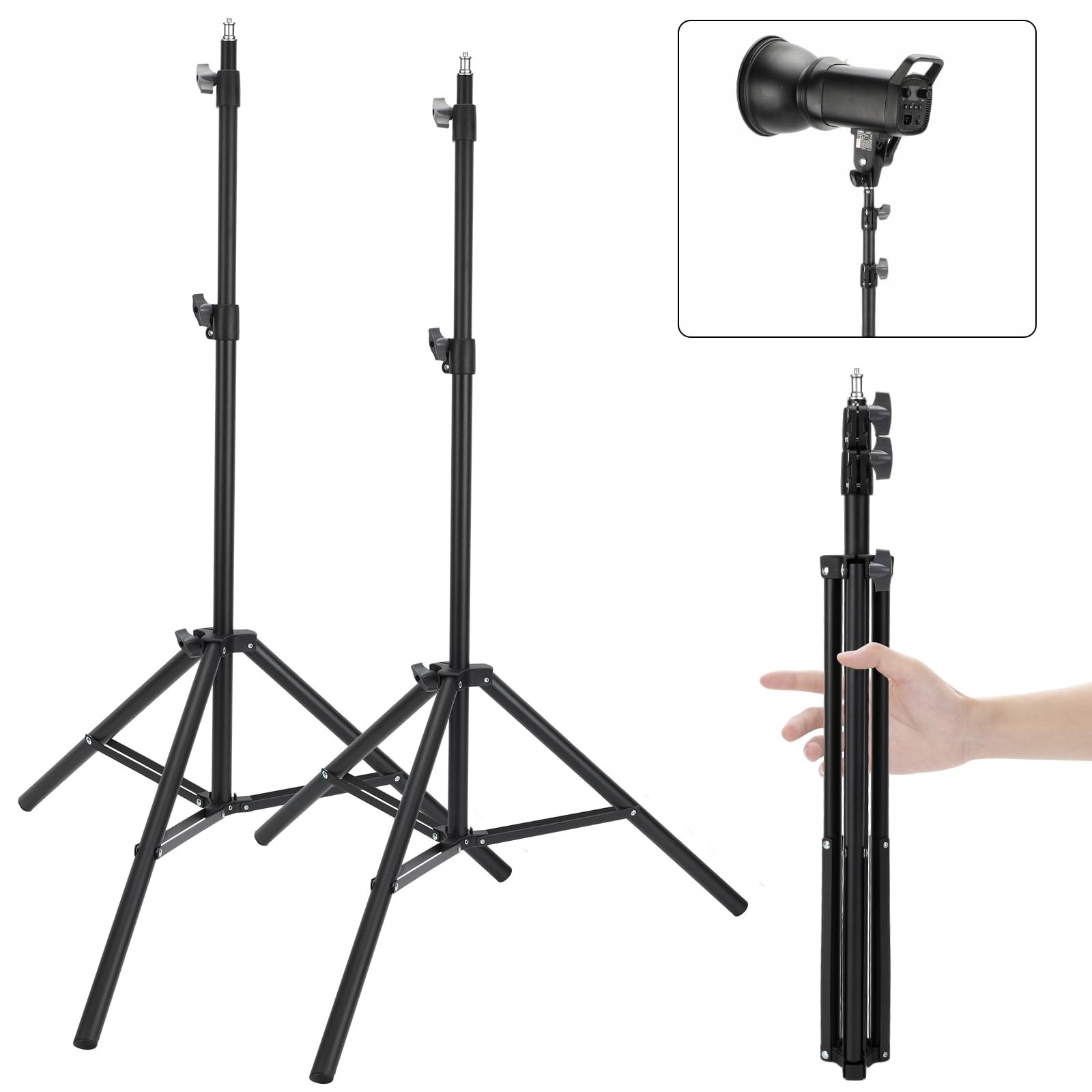 Anautin 2 Pack Adjustable 7Ft Aluminum Photography Light Stand, Portable Light Tripod, For Lighting Stand Speedlight, Flash, Sof