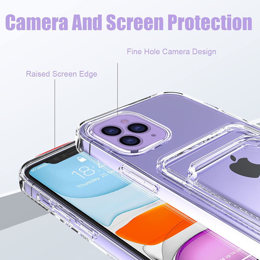 Mzelq Compatible With Iphone 13 Pro (6.1 Inch) Case, Card Holder Camera Protection Cover For Iphone 13 Pro + Screen Protector, C