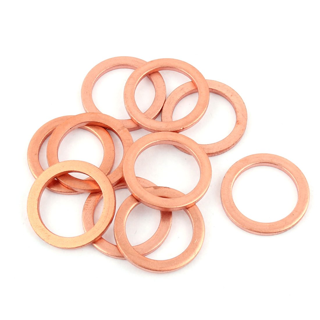 Uxcell 20Mm X 16Mm X 2Mm Flat Ring Copper Crush Washer Sealing Gasket Fastener Copper (Pack Of 10)