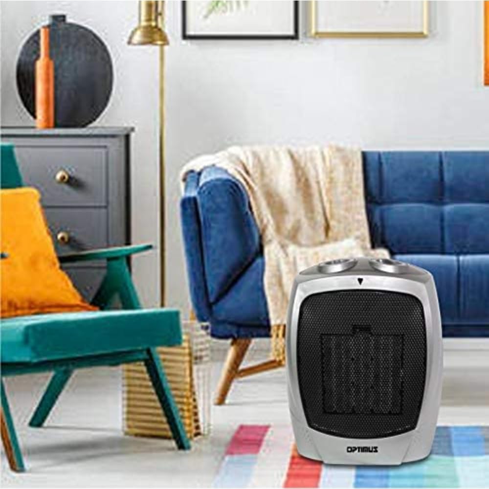 Optimus, H 7004, Silver Portable Ceramic Thermostat Heater