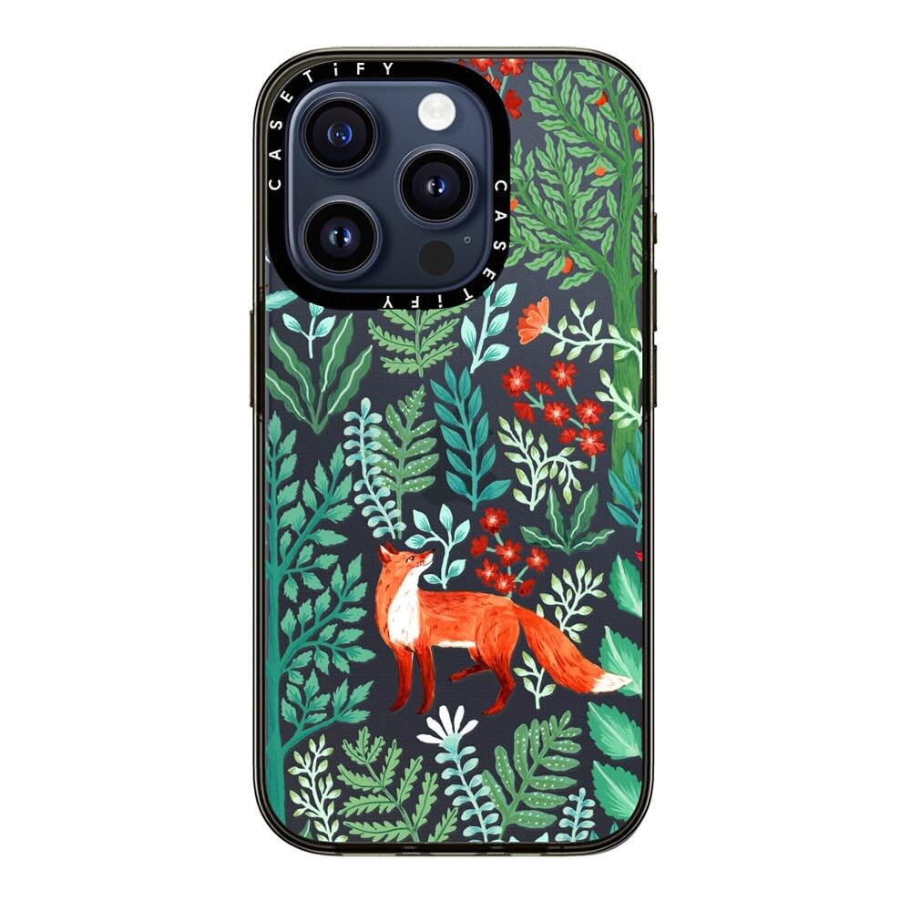 Casetify Compact Iphone 15 Pro Case [2X Military Grade Drop Tested / 4Ft Drop Protection]   Fox In The Woods   Clear Black