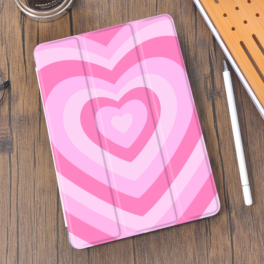 Idocolors Pink Love Heart Pad Case White Case For Ipad 7Th/8Th/9Th Generation (Ipad 10.2 Inch Case 2019/2020/ 2021) Cute Girly A