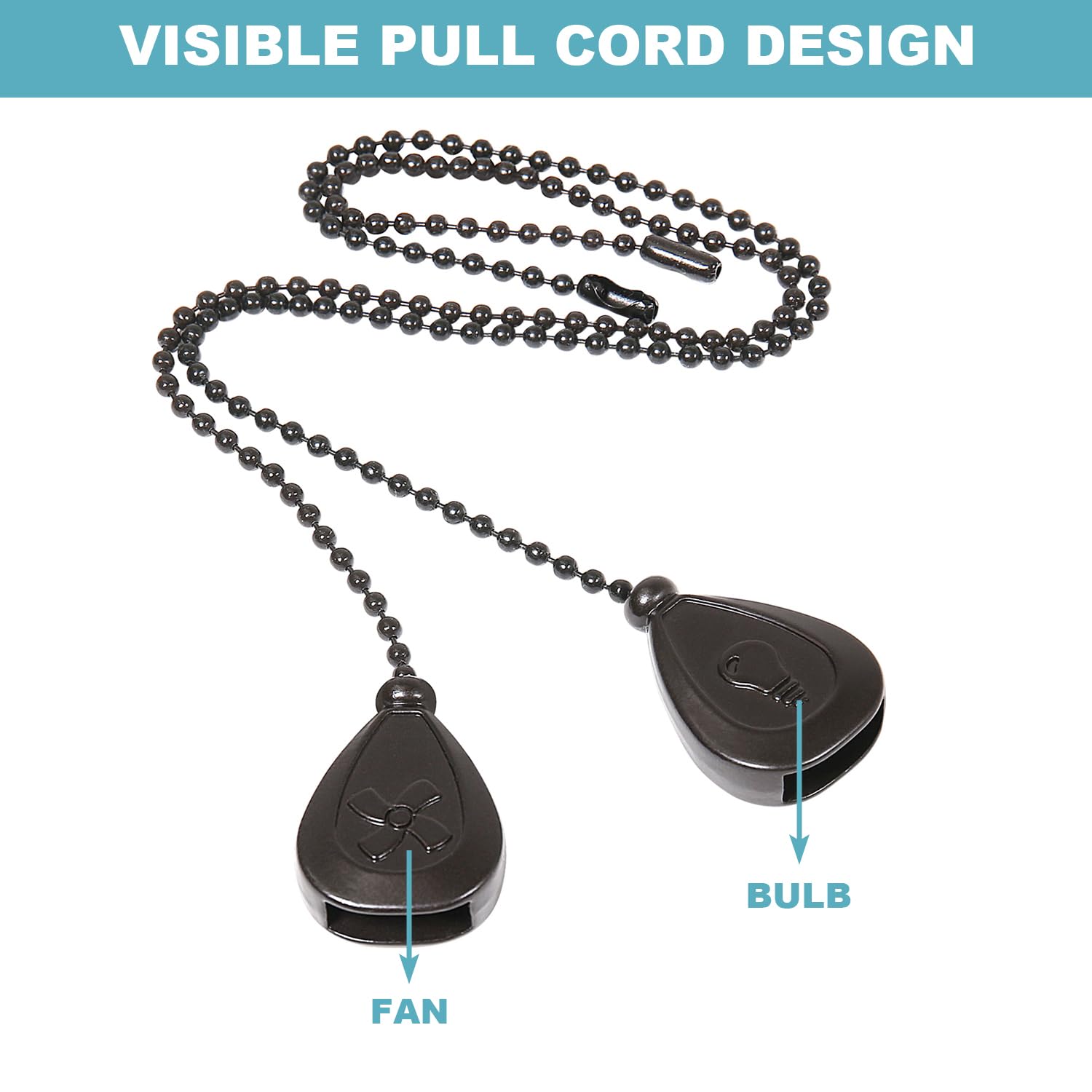 Smotecq Ceiling Fan Pull Chain Extenders 2 Pack, Decorative Waterdrop Look (Orb)