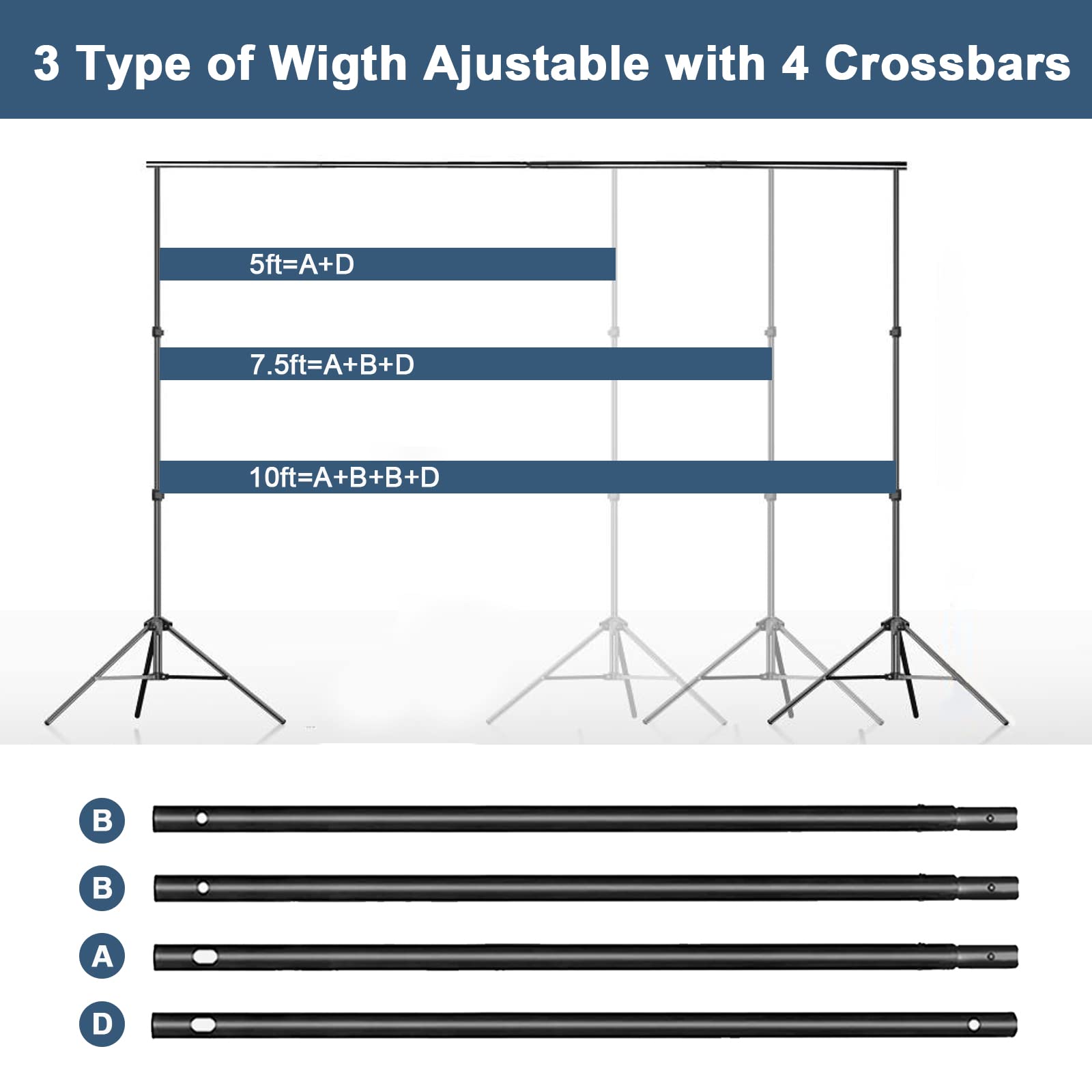 Lcuirc Photo Backdrop Stand, 6.5X10Ft Background Stand Kit With 4 Crossbars, 4 Spring Clamps, 4 Backdrop Clips, 2 Sandbags, And