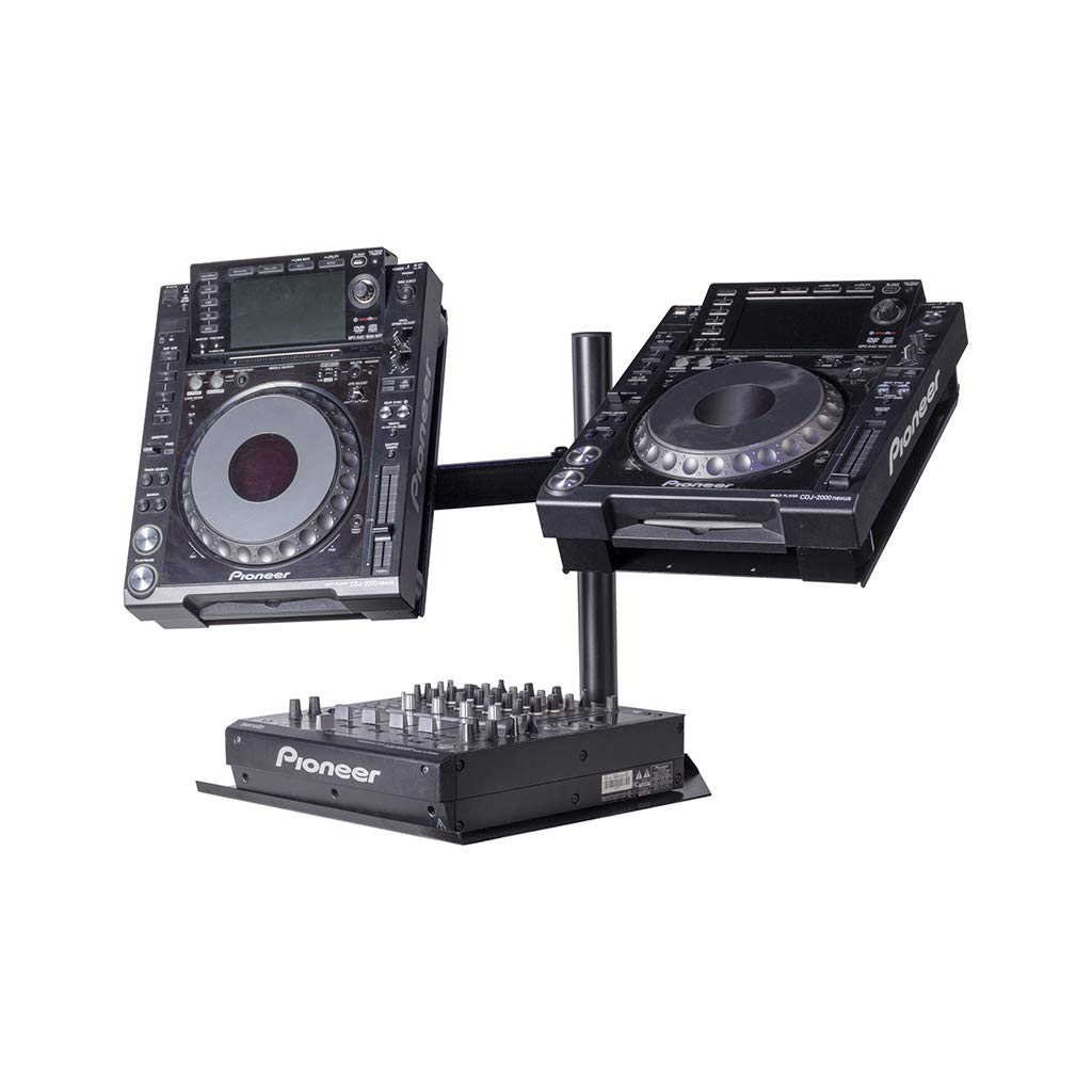 Headliner Avalon Dual CDJ Stand fits most CDJ players; Adjustable Arms Elevates CDJs above other DJ Equipment, Turntables, DJ Mi