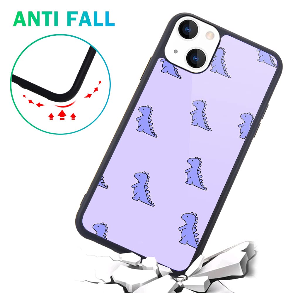 Maycari Compatible With Iphone 13 Case Purple Cartoon Dinosaur For Girls Women, Hard Back Cute Animal Design Soft Tpu Bumper Pro