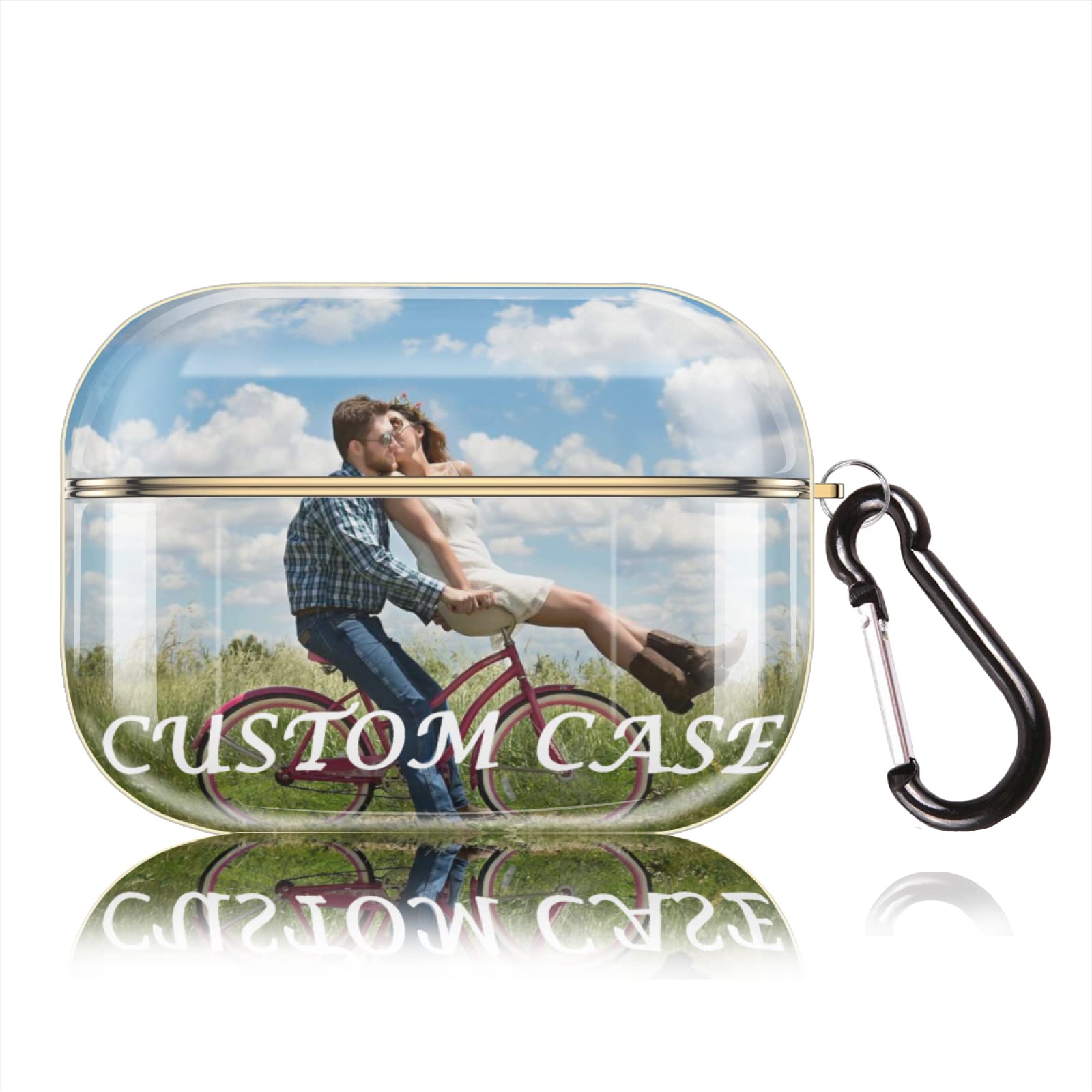 Custom AirPods Pro Case with Your Photo/Text, PC Hard Case with Chain, Personalized Gift Double-Side HD Print Cute AirPods Cover