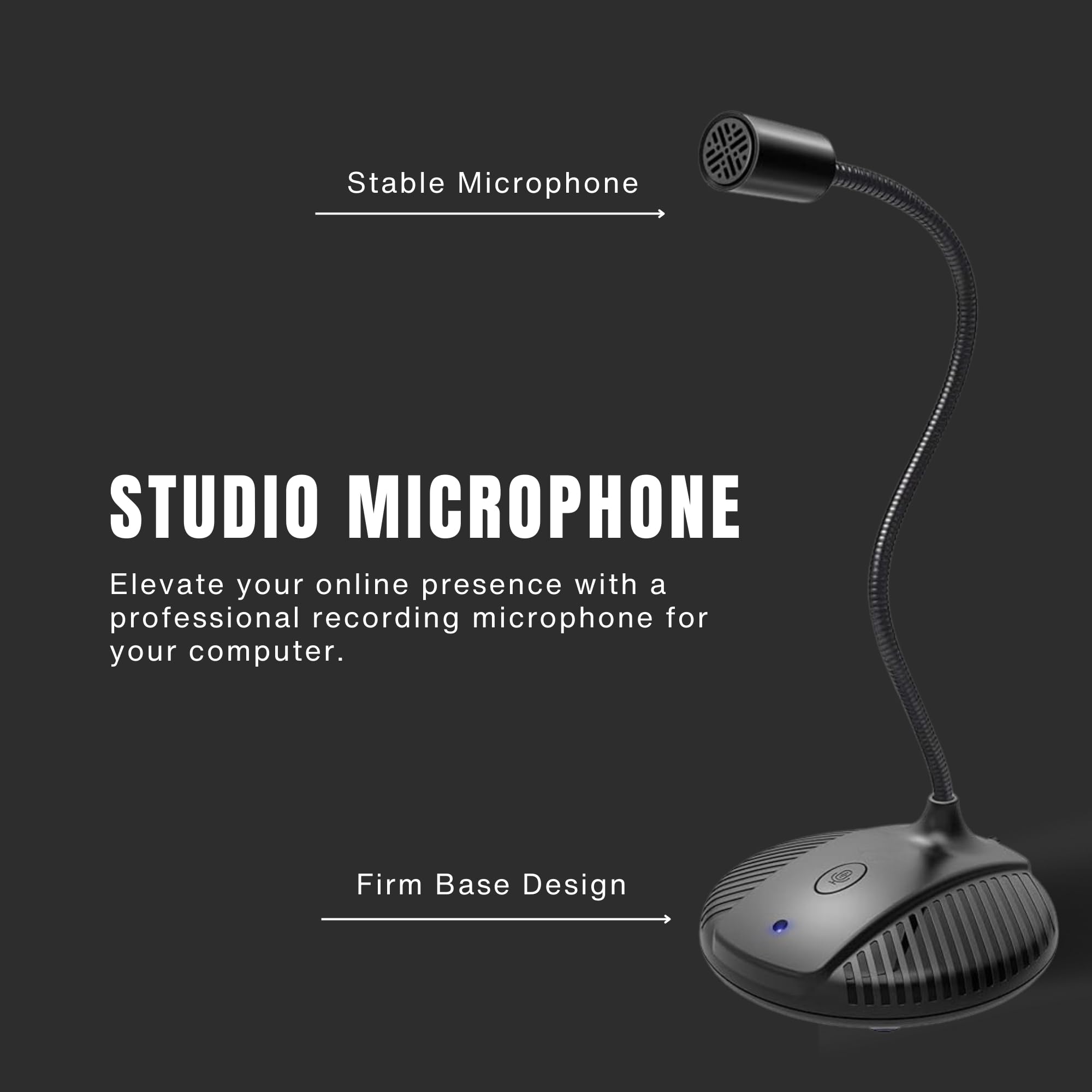 Gooseneck Usb Microphone For Pc  Plug & Play Pc Mic With Mute Button   Condenser Microphone Computer Microphone Gaming  Omnidire