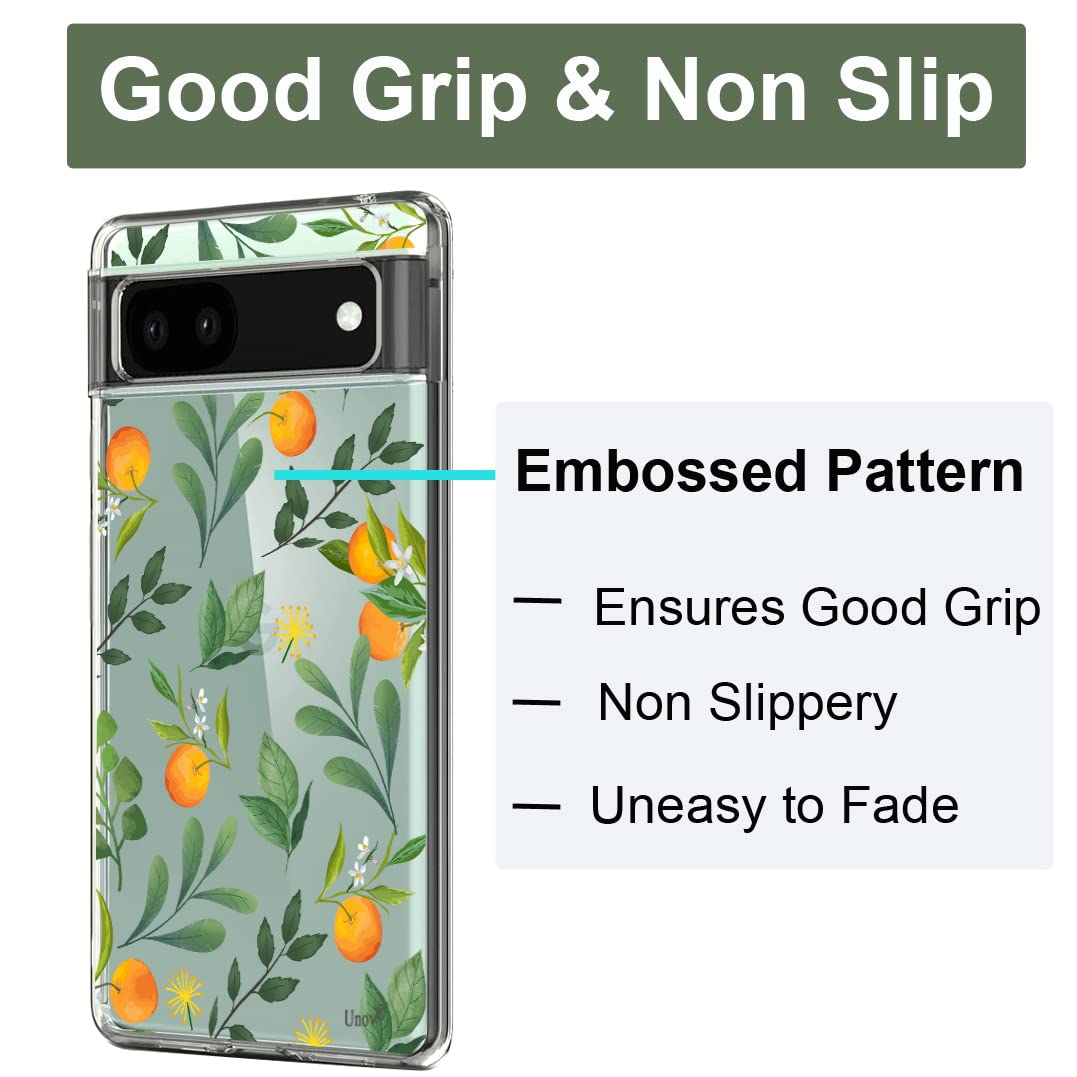 Unov Google Pixel 6a Phone Case Shock Absorption Embossed TPU Citrus Flavors 6.1 inch