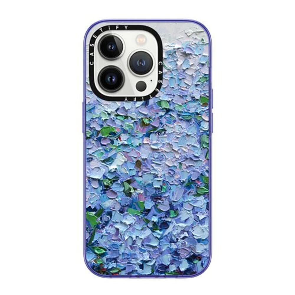 Casetify Compact Iphone 14 Pro Case [2X Military Grade Drop Tested / 4Ft Drop Protection]   Nantucket Blue Hydrangeas   Peri Pur