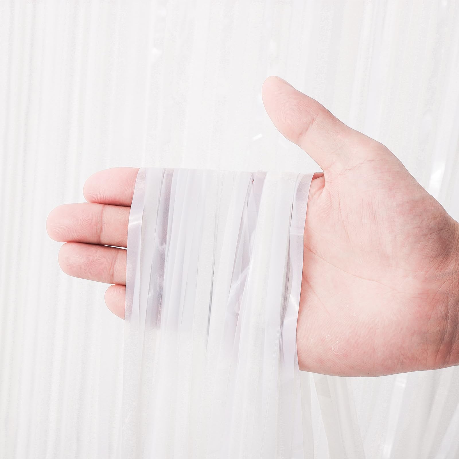 Voircoloria 2 Pack White Tinsel Foil Fringe Curtains, White Party Decorations, Metallic Tinsel Party Streamers Backdrop For Birt