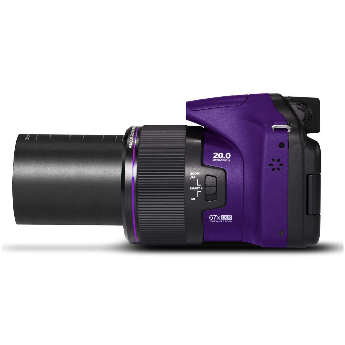 Minolta Pro Shot 20 Mega Pixel HD Digital Camera with 67x Optical Zoom, Full 1080p HD Video & 16GB SD Card (Purple)