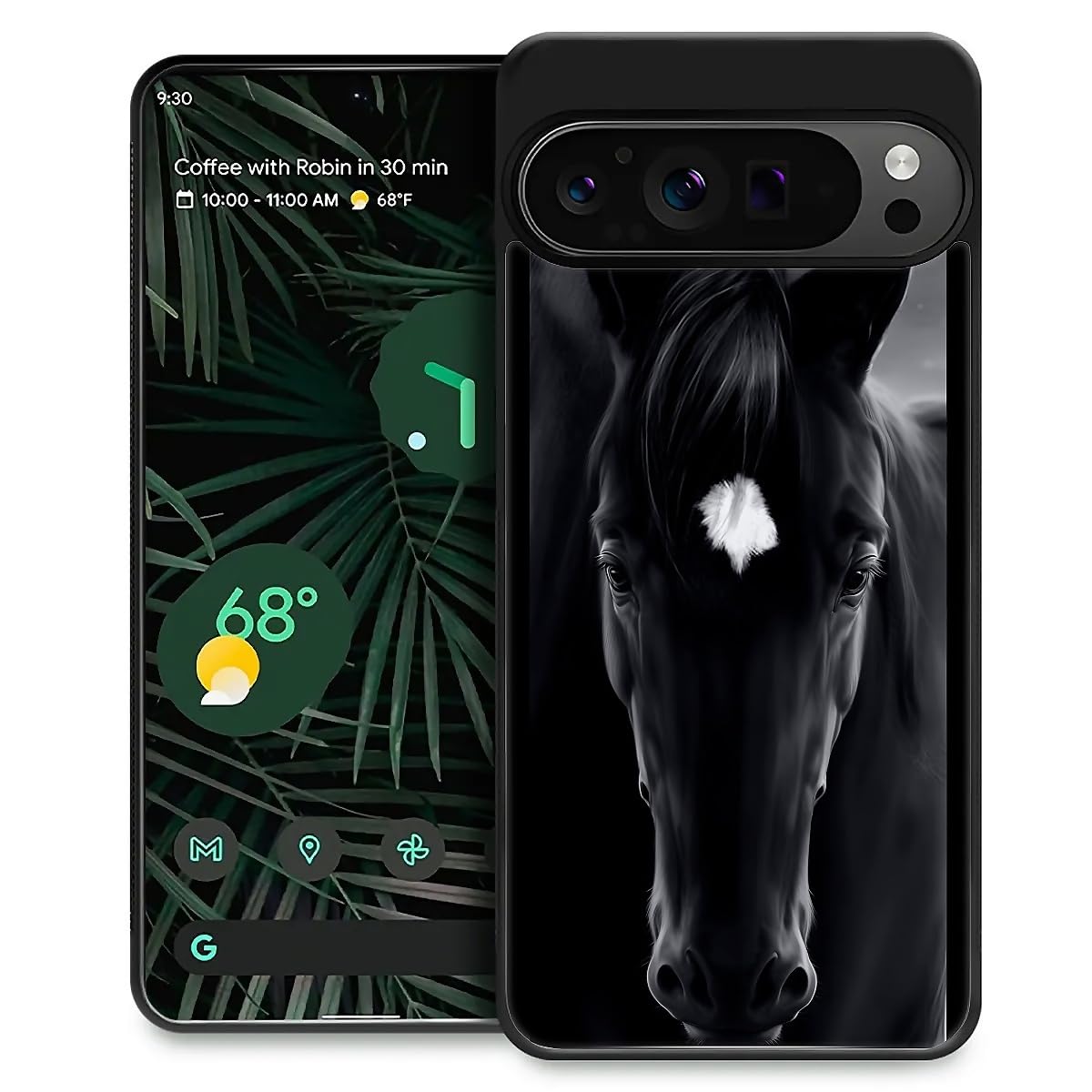 Fkbrcl4U For Google Pixel 9 Pro Xl Case, Cool Black Horse Face Pattern Graphic Design Girl Boy Soft Silicone Hard Acrylic Shock 