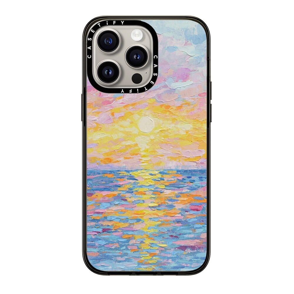 Casetify Compact Iphone 15 Pro Max Case [2X Military Grade Drop Tested / 4Ft Drop Protection]   Paint Prints   Frosted Sunset  