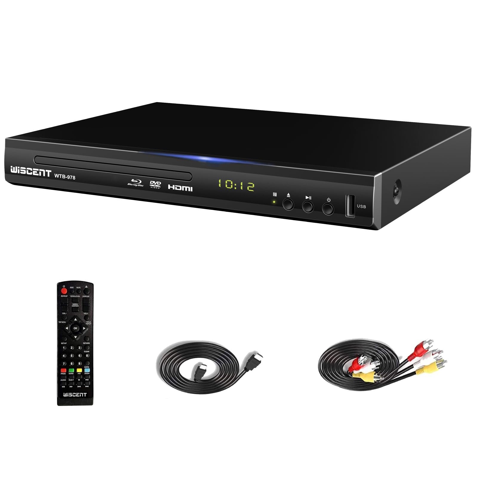 Blu Ray Dvd Player, Wiscent Full Hd 1080P Home Theater Disc System, Region A/1 Blu Rays,Hd Blu Ray Dvd Player For Tv With Coaxial Audio/Hdmi/Av/Output, Usb Input, Built In Pal Ntsc
