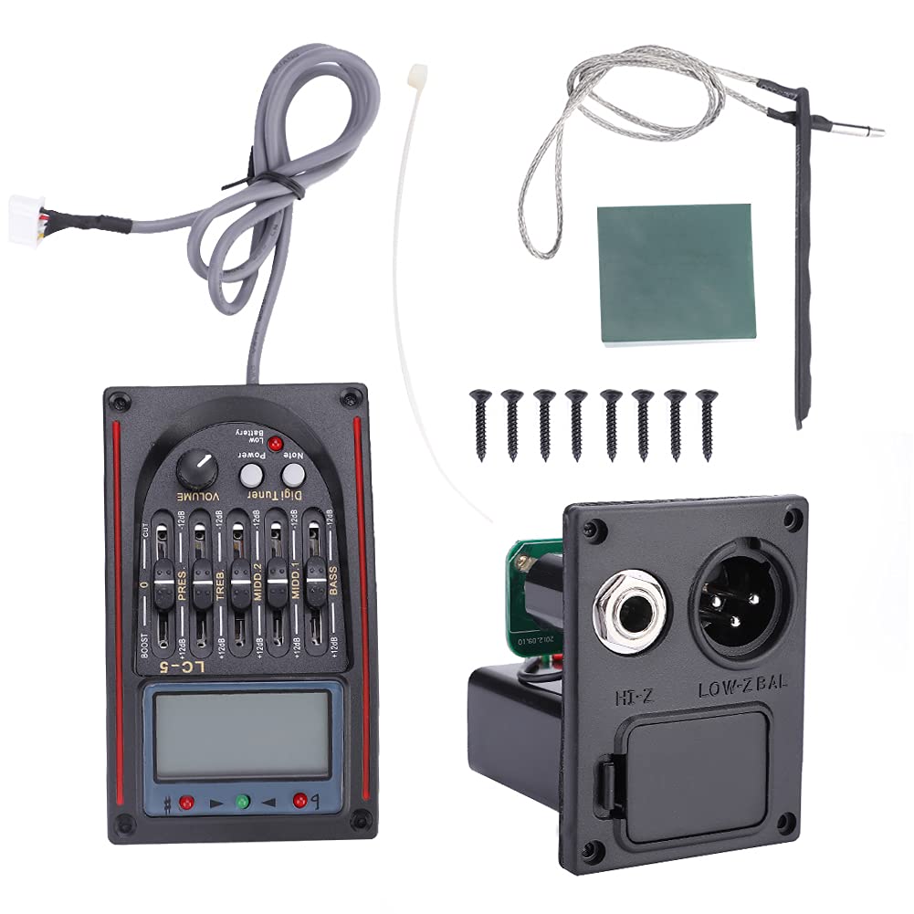 Pickup Guitar Preamp, Lcd 5 Band Acoustic Guitar Preamp Eq Lc 5 Equalizer Piezo Pickup Tuner Amplifier Lcd Mic 1 Set Guitar Pick