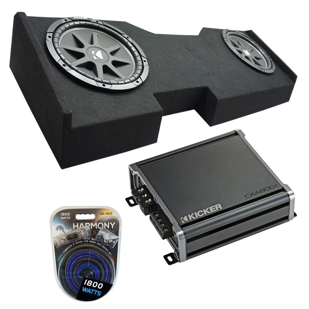 American Sound Connection Kicker Bundle Compatible With 2014   Up Chevy Silverado Crew Cab 43C124 Dual 12'' Loaded Sub Box Enclo