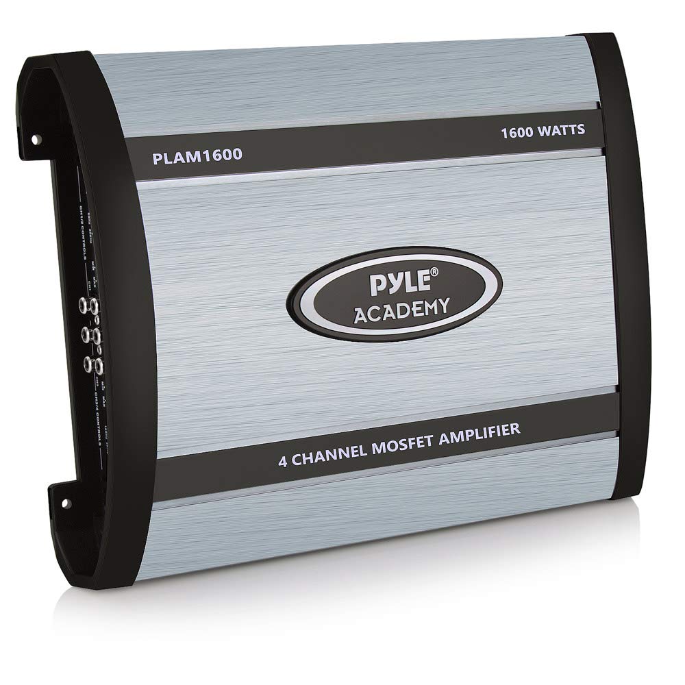 Pyle 4 Channel Car Stereo Amplifier   1600W Bridgeable High Power Mosfet Audio Sound Auto Small Speaker Amp Box W/ Crossover, Ba