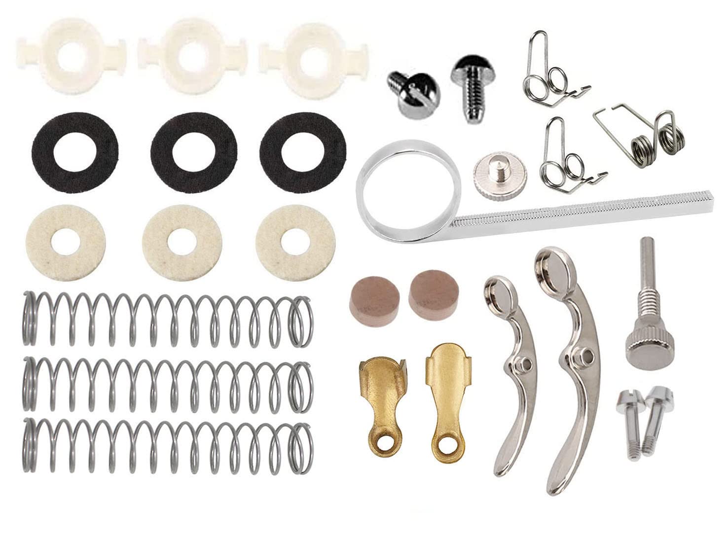 Tuoren Trumpet Valve Repair Kit With Piston Guides Spring Felt Washer Water Key Spit Valve Cork Pads Instruments Accessories 28P