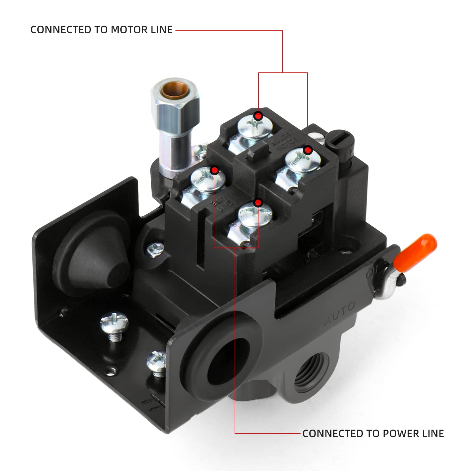 Meanlin Measure Air Compressor Pressure Switch Control Valve 135 175 Psi 110V 240V 4 Way Replacement Parts With 0 180 Psi Air Co