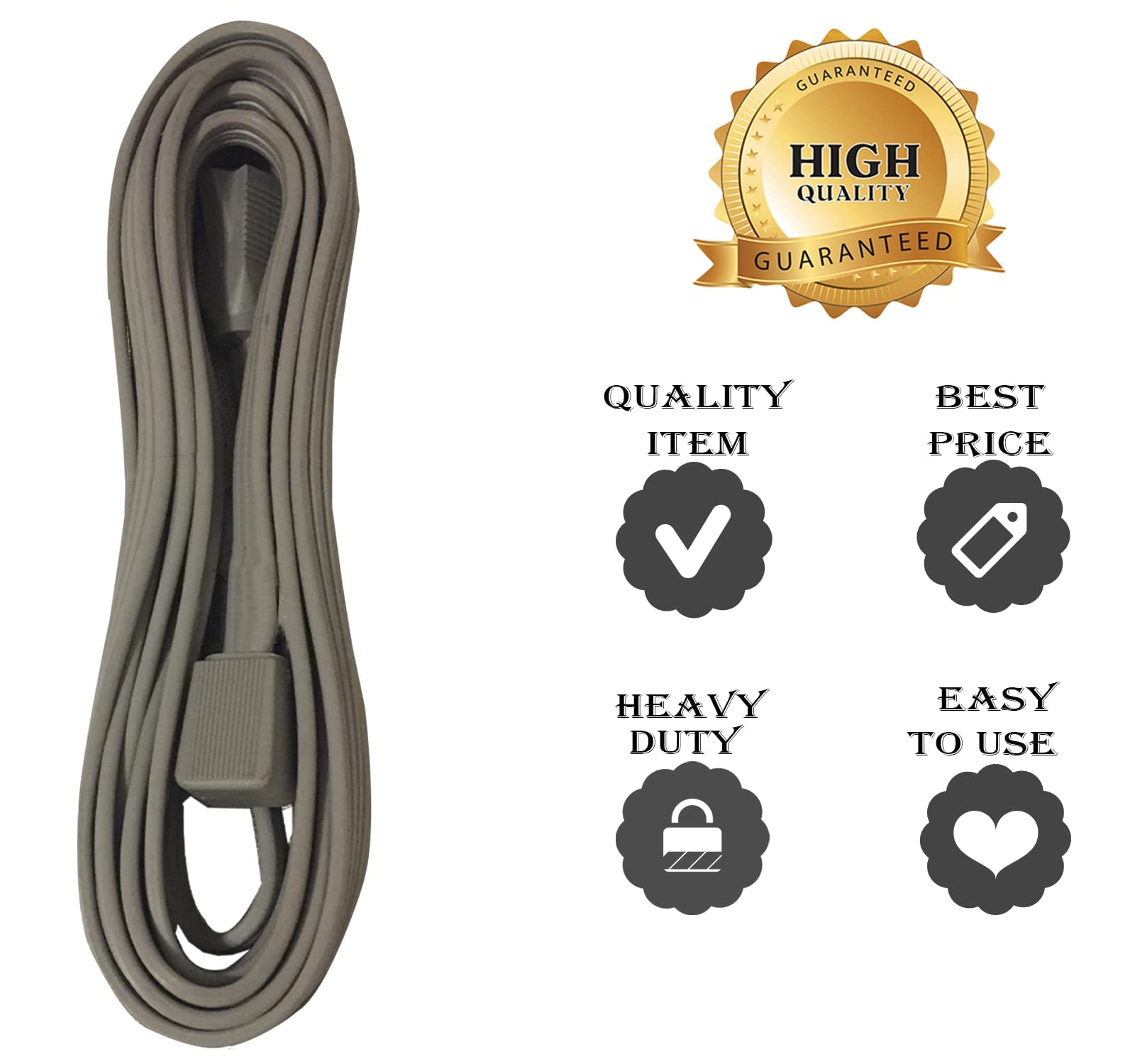 Heavy Duty Air Conditioner And Major Appliance Extension Cord / Wire Grey, (25 Ft)