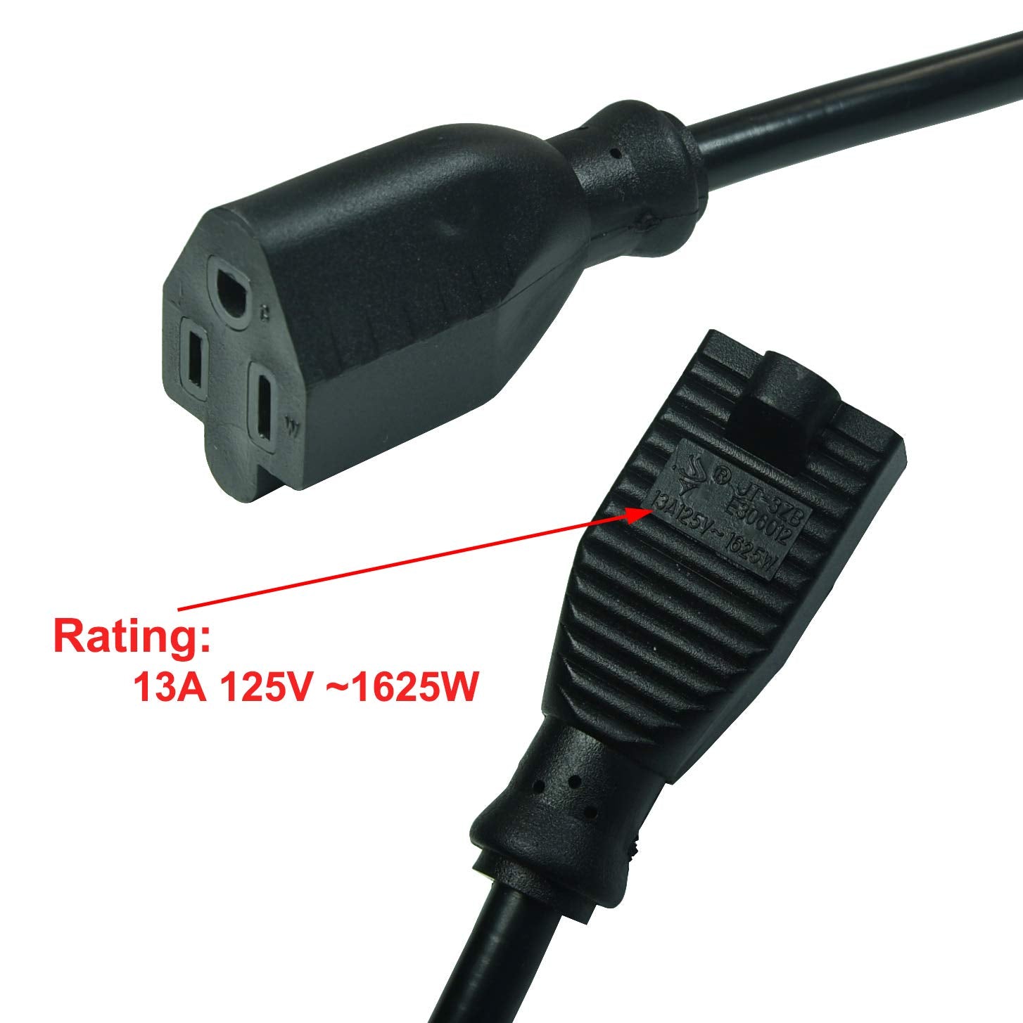 Filshu 3 Prong Extension Cord,1625W Heavy Duty Short Extension Cable With On Off Switch,14Awg Indoor Extension Cord Short, Black