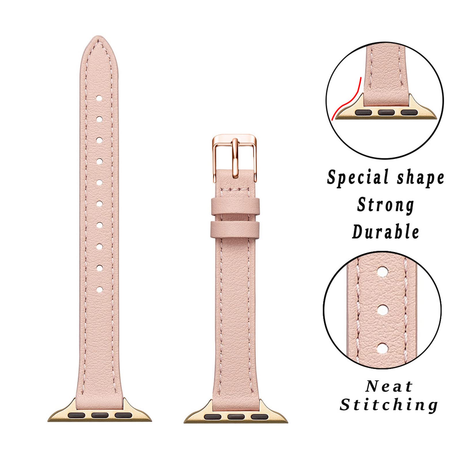 Stiroll Slim Leather Bands Compatible With Apple Watch Band 49Mm 46Mm 45Mm 44Mm 42Mm(Series 3 2 1), Top Grain Leather Watch Thin