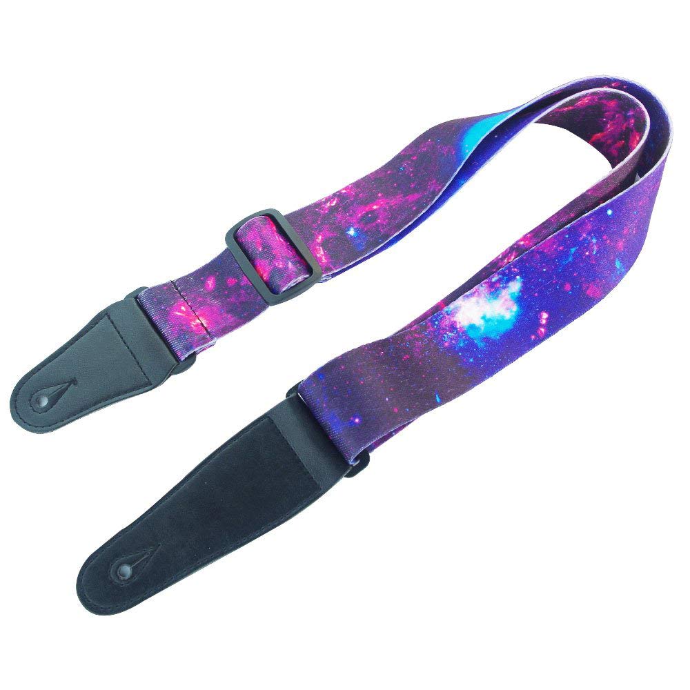 Wolfride Guitar Strap Colorful Guitar Shoulder Strap Purple Cloud Starry Sky Pattern For Acoustic Guitar Electric Guitar Bass