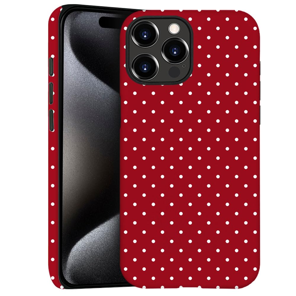 Case for iPhone 13 Pro - Slim Fit Anti-Scratch Phone Case for Girl Women - Cherry Red Polka Dot (Frosted)