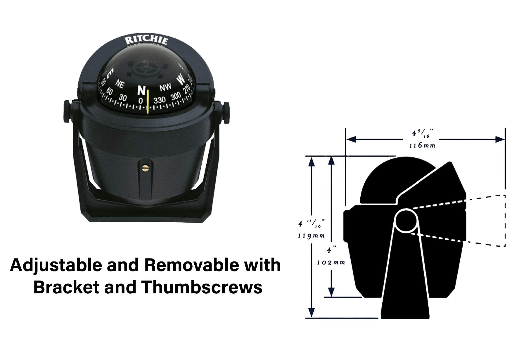 Ritchie Navigation Explorer Compass, 2 3/4 Inch Dial With Braket Mount