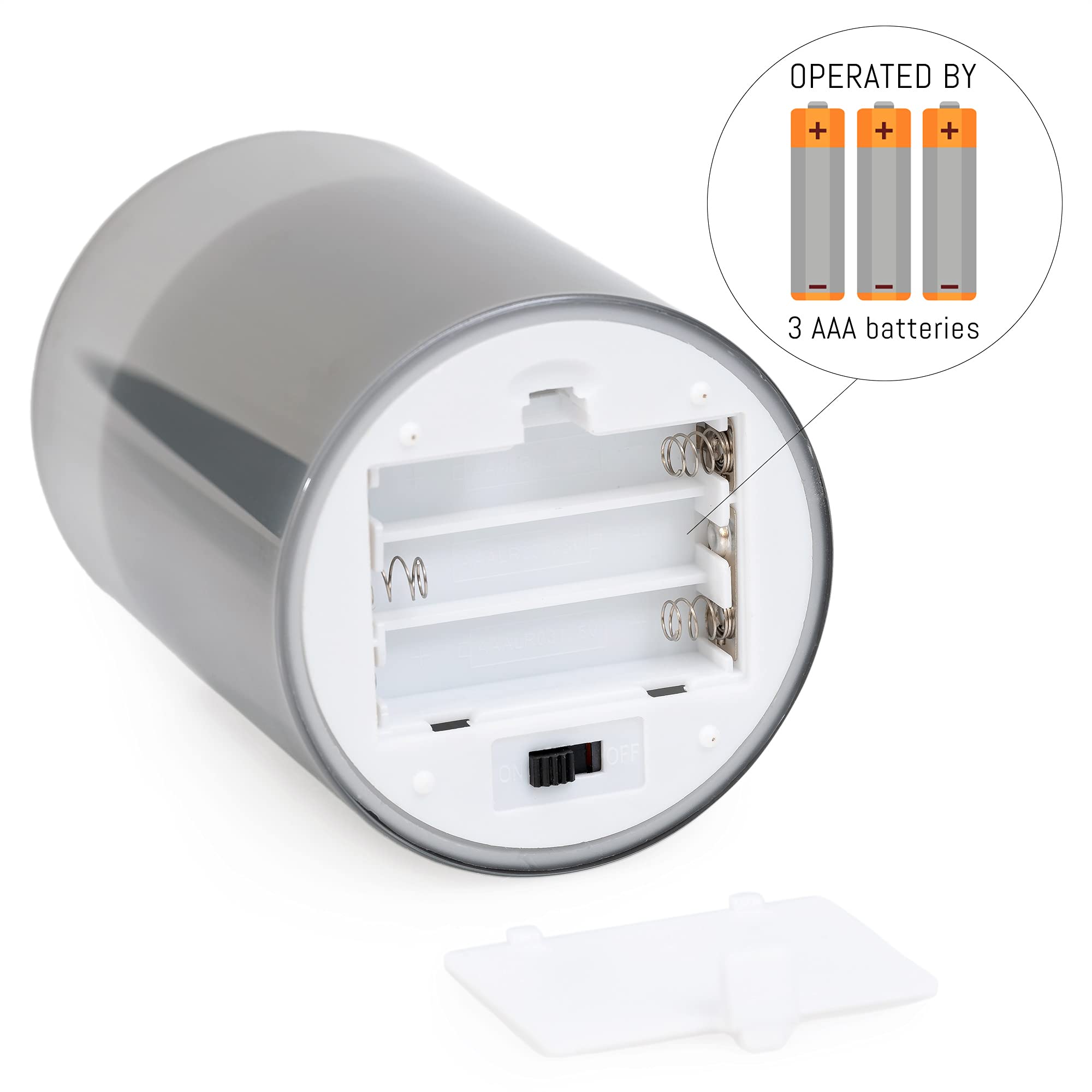 Wyzworks Silver Gray Metallic Led Tinted Glass Mirrored Flickering Flameless Pillar Candles, Set Of 3 W/Remote Control, Timer, R