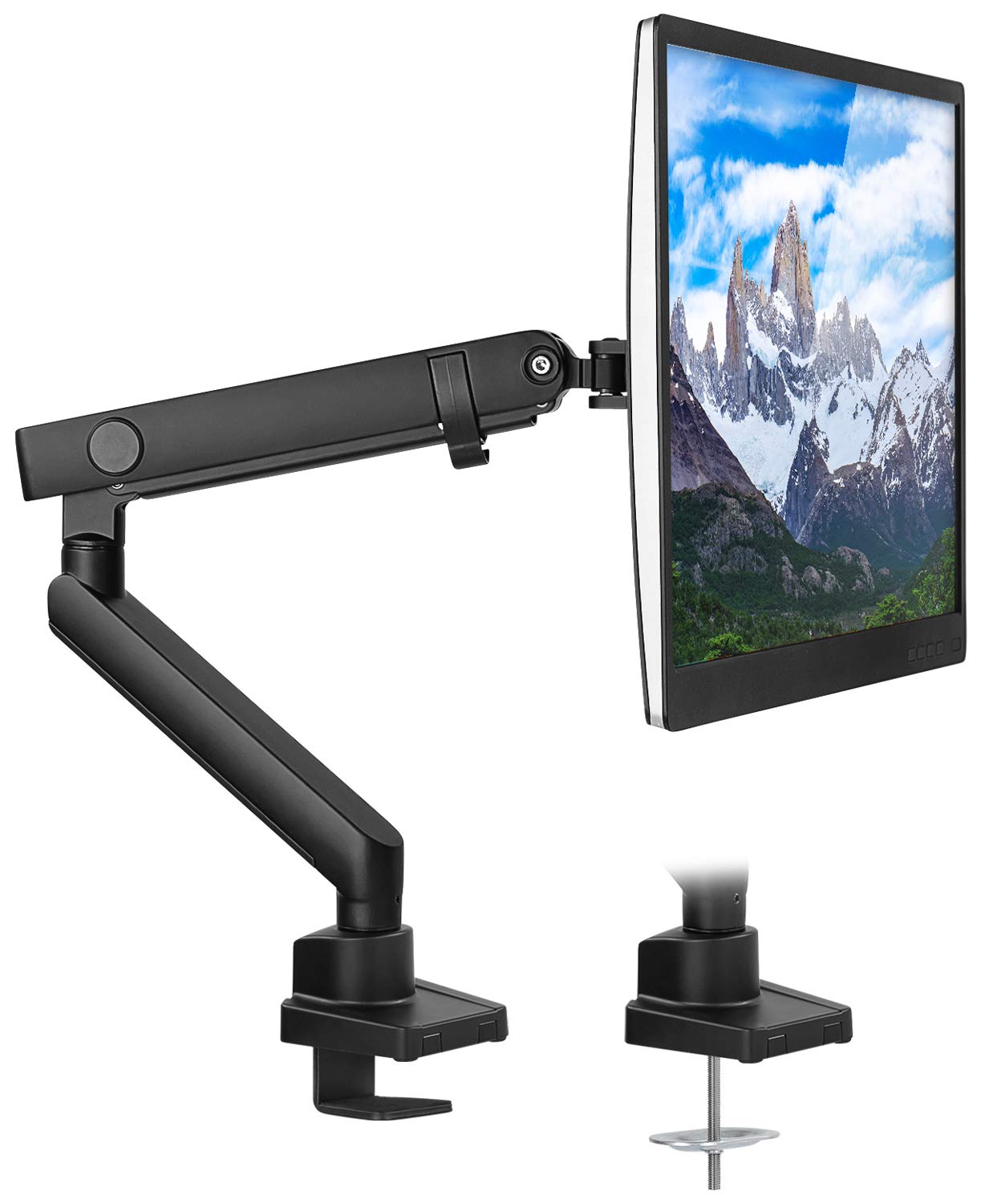 Mount It! Single Monitor Arm Mount | Premium Monitor Desk Stand | Articulating Mechanical Spring Arm | Fits 24 27 30 32 Inch Ves