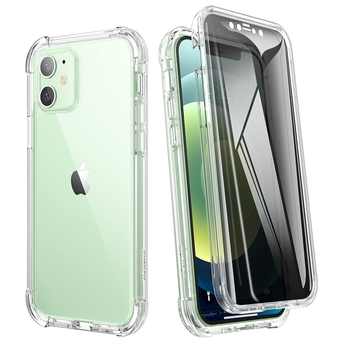 Suritch Clear Case For Iphone 12/ Iphone 12 Pro 6.1 Inch, [Privacy Screen Protector] Full Body Protective Shockproof Rugged Bump