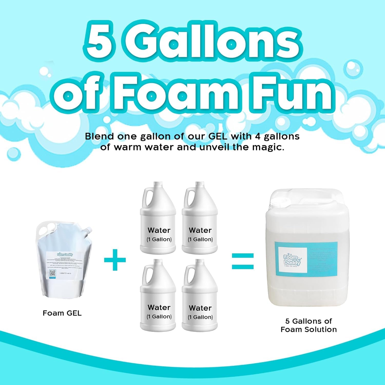 Foam Daddy Foam Machine Gel Solution - Professional Super Stacking Foam Machine Refill, 10 Rounds, Foam Machine Fluid That Makes