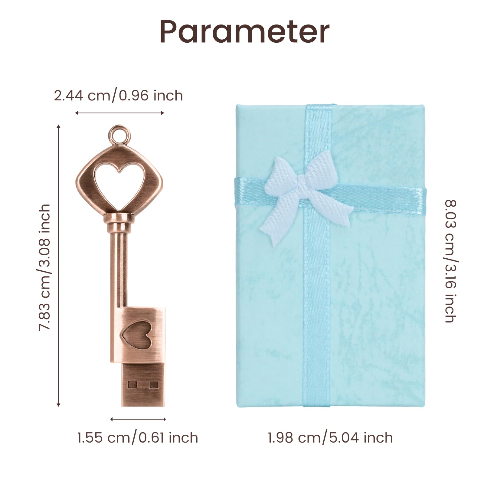 Borlterclamp Cute Usb Flash Drive 32Gb Heart Key Shaped Memory Stick Usb Key With Gift Box