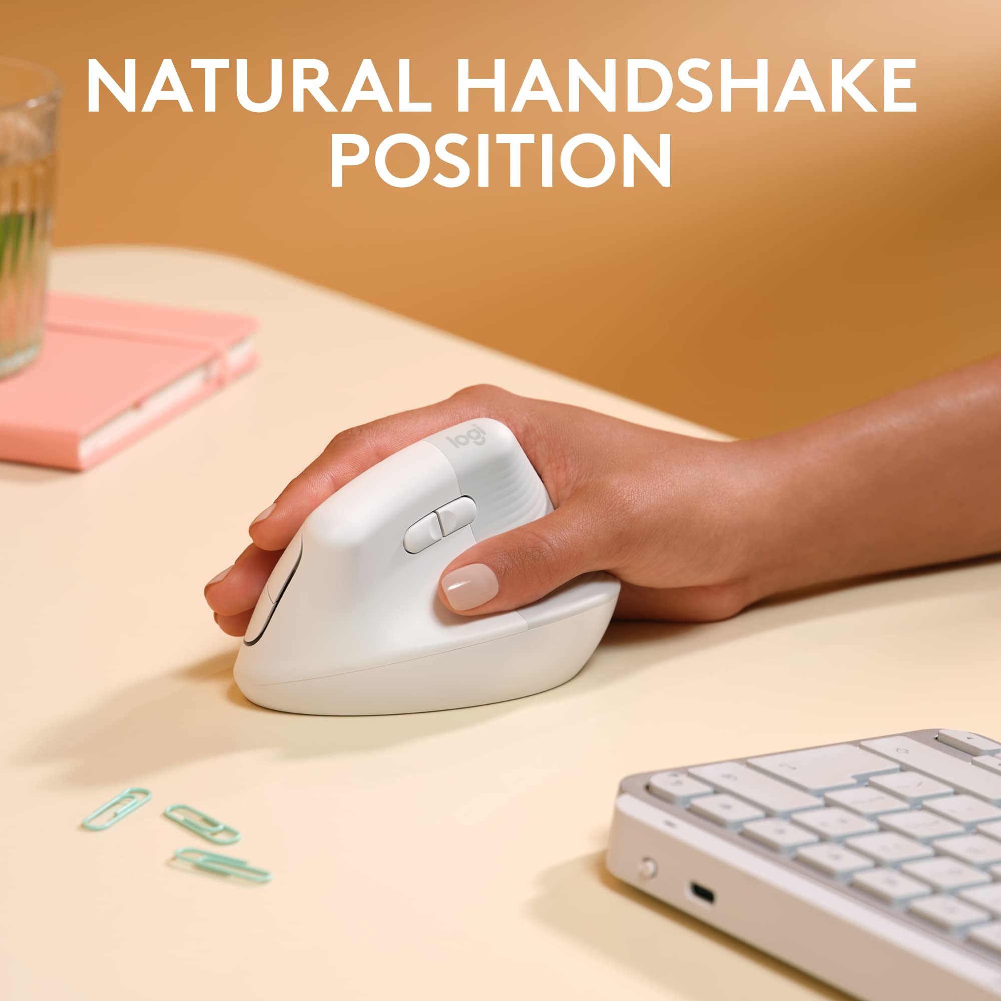 Logitech Lift For Mac Wireless Vertical Ergonomic Mouse, Bluetooth, Quiet Clicks, Silent Smartwheel, 4 Customizable Buttons, For