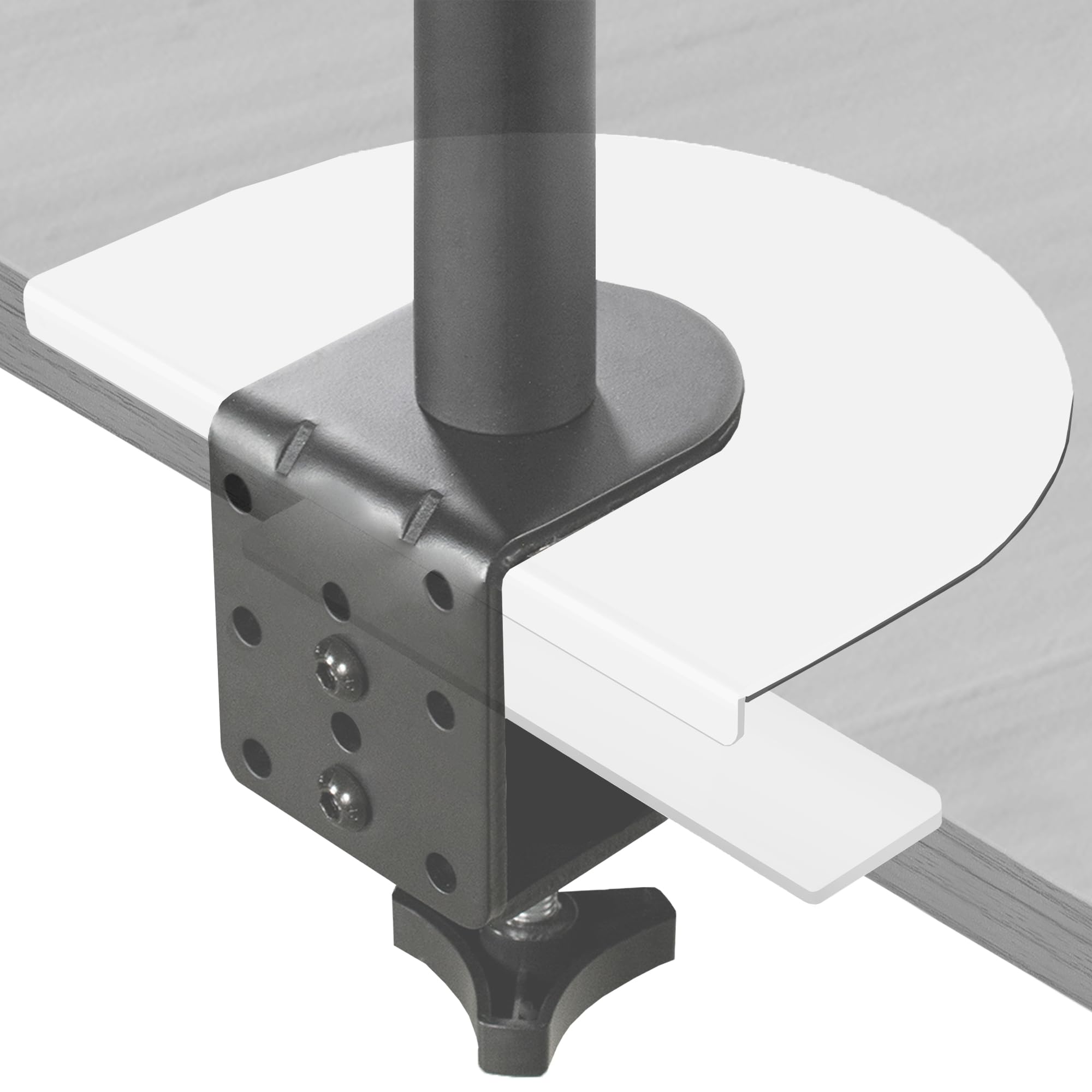 VIVO Steel Reinforcement Bracket Mount Plate for Thin, Glass, and Other Fragile Table Top Surfaces, Compatible with Most Monitor Stand C Clamp Installations, Anti Slip No Scratch, White, STAND AC01RW