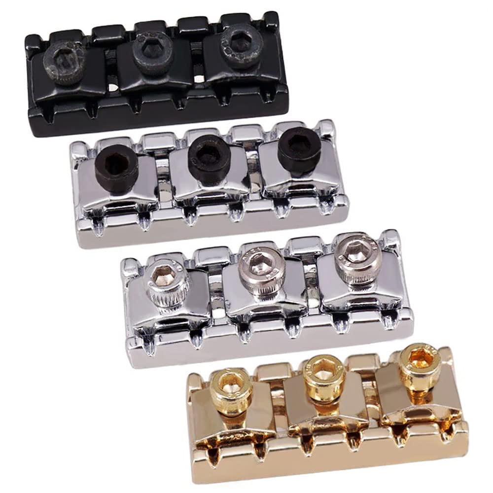 R3 Electric Guitar String Locking Nut For Floyd Rose Tremolo Bridge 43Mm (Chrome With Black Nut)