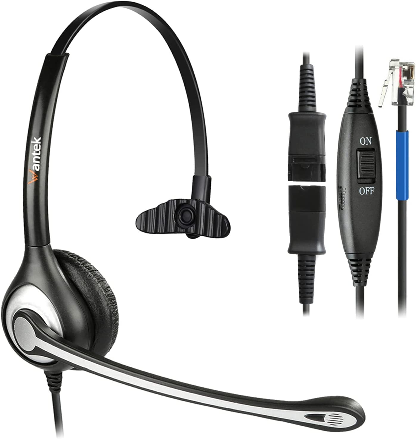 Wantek Phone Headset With Microphone Noise Cancelling And Quick Disconnect Cord, Rj9 Telephone Headsets Compatible With Cisco Ip
