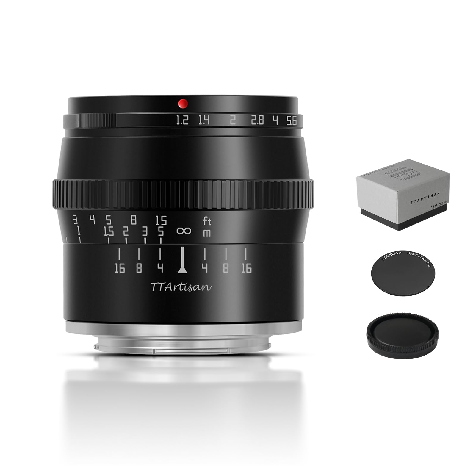 Ttartisan 50Mm F1.2 Aps C Manual Focus Lens For Sony E Mount Camera Like A5000 A5100 A6000 A6100 A6300 A6400 A6500 A6600 Nex 3 Nex 3N Nex 3R Nex 5T Nex 5R Nex 5 Nex 5N Nex 7 Nex 5C Black