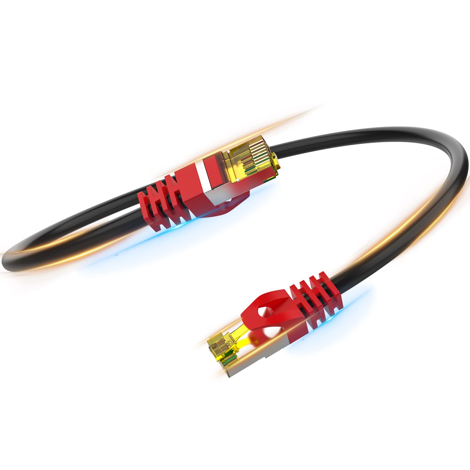 Boahcken Cat 8 Ethernet Cable 5 Ft,1.5Ft 6Ft 10Ft 20Ft 25Ft 30Ft 75Ft 100Ft 150Ft 200Ft Heavy Duty High Speed Network Internet Cable,26Awg 40Gbps 2000Mhz,S/Ftp Indoor&Outdoor Shielded Lan Cable