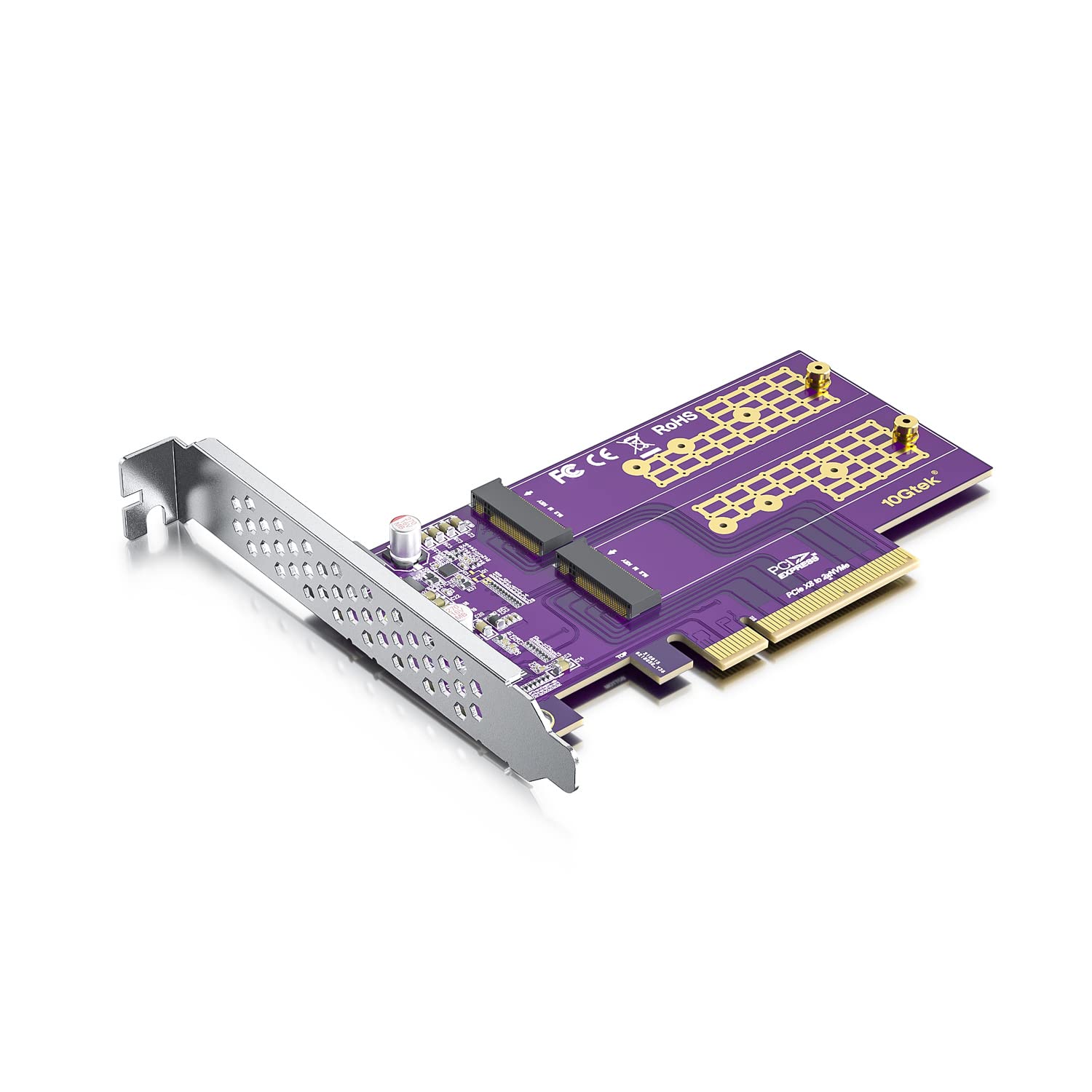 Redlux Pcie 3.0 To Nvme (2) M.2 Adapter For M.2 (M Key) Ssd, X8,Compatible With Pcie 3.0 Motherboards And Backward Compatible Wi