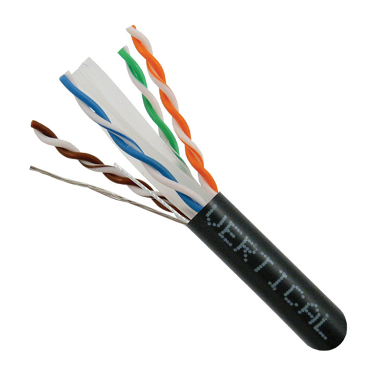 Vertical Cable Cat6A 10G, Utp, 23Awg, Solid Bare Copper, Pvc, 1000Ft Bulk Ethernet Cable, Black