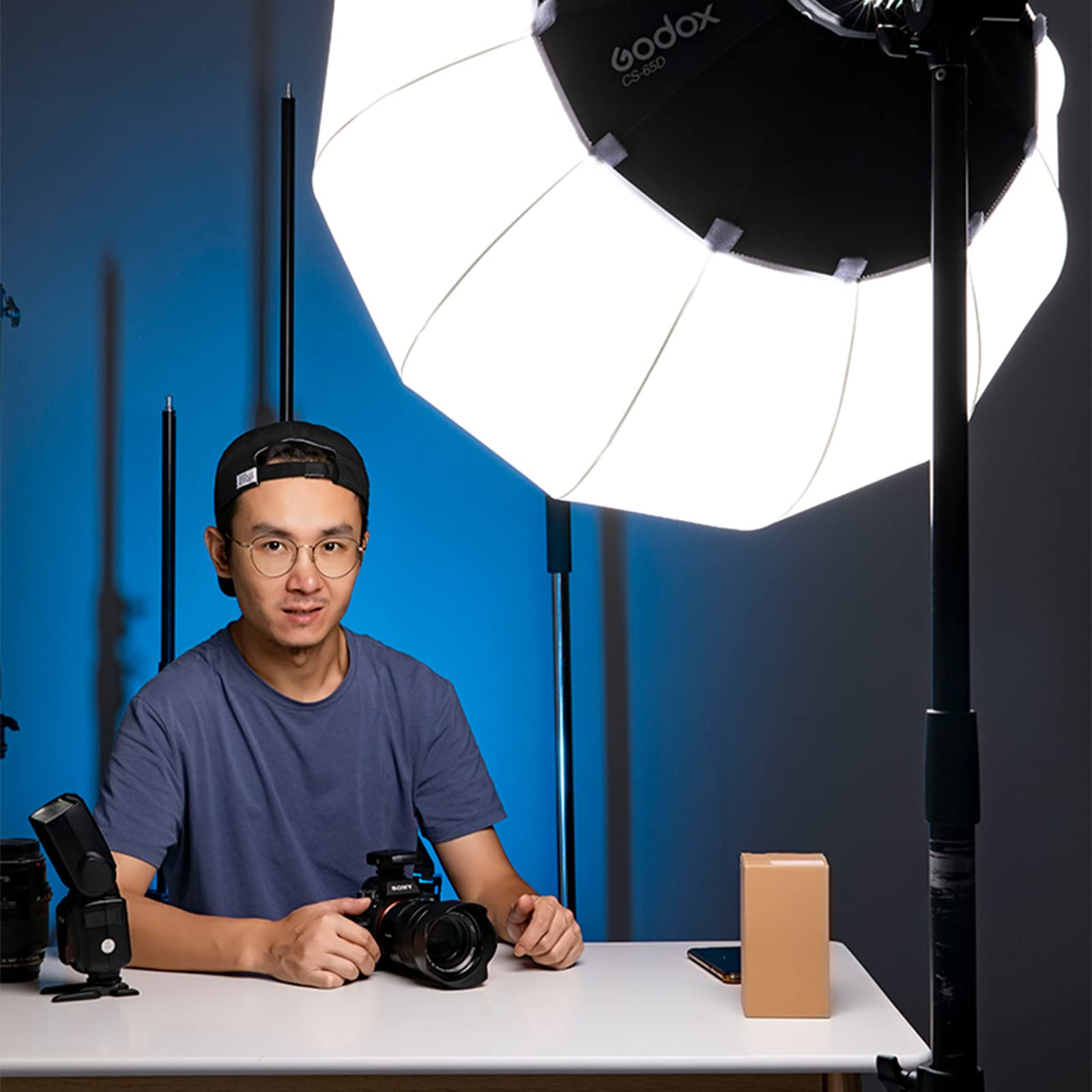 Godox Cs 85D Lantern Softbox 33.5Inch/85Cm Quick Setup Softbox Soft Light Modifier With Skirt & Carry Bag Round Shape Soft Box W