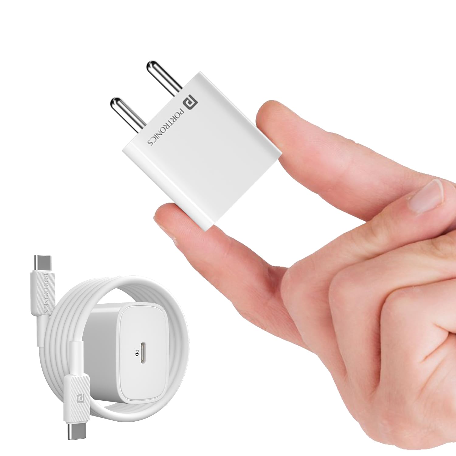 Portronics Adapto 25 Plus 25W Type C PD Superfast Slim Mobile Charging Adaptor,GaN Technology,Compatible with iPhone 16/15/14/13