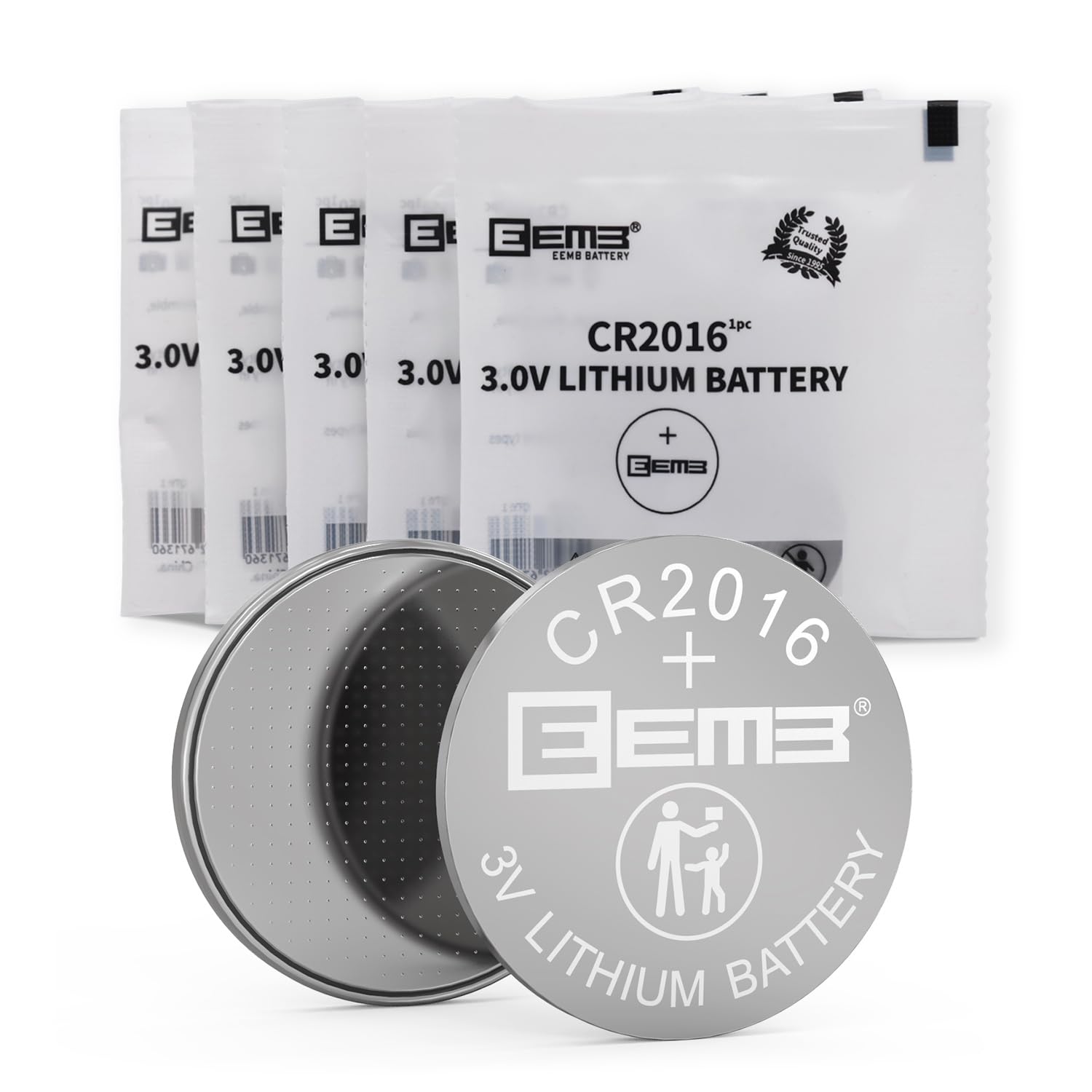 EEMB 5 Pack CR2016 Battery 3V Lithium Button Coin Cell Batteries 2016 Battery ECR2016 DL2016 LM2016 for Key FOBs, Watches, Calcu